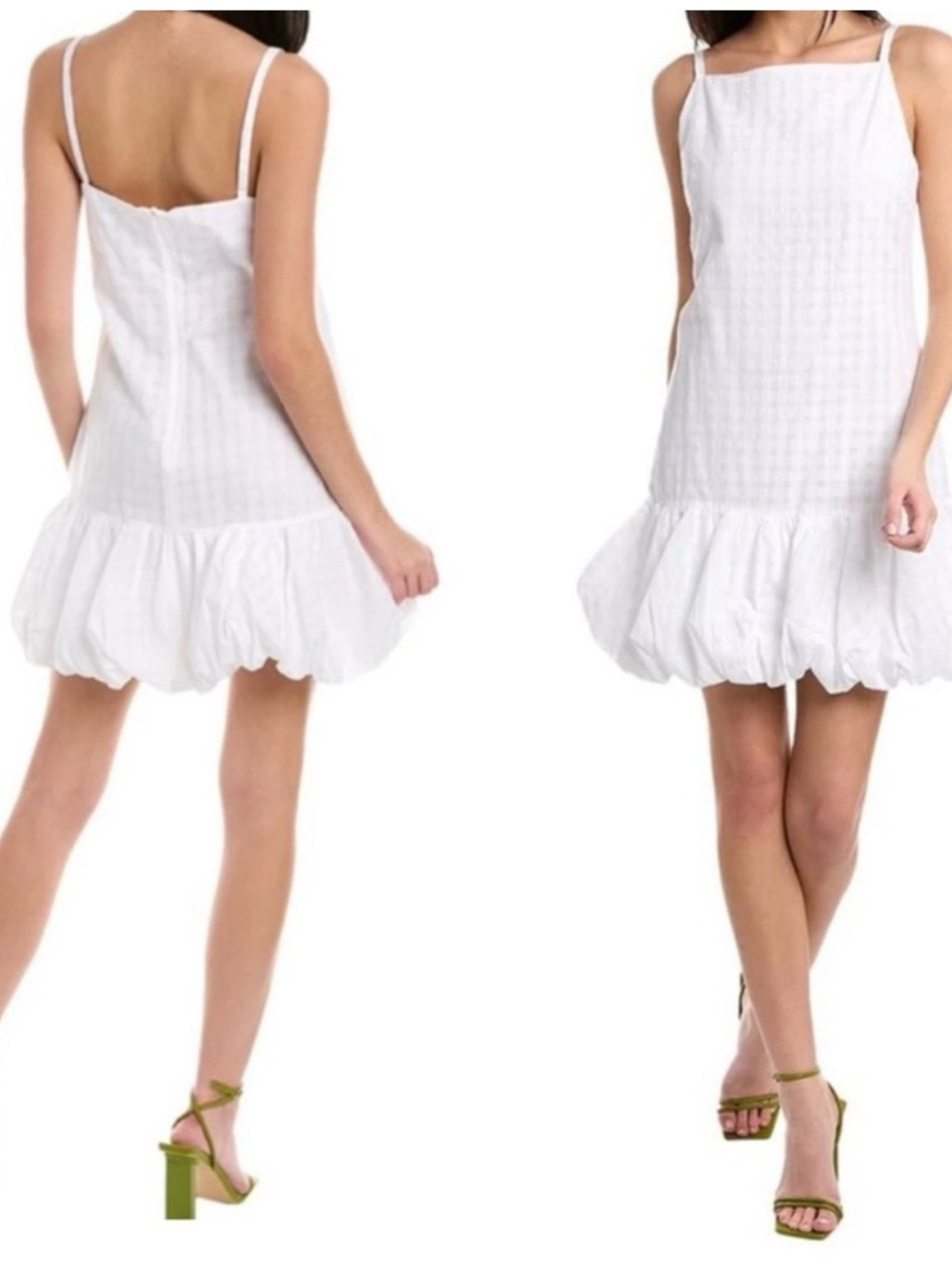 Trina Turk Cherish Dress White Bubble-Hem Mini Dress with Spaghetti Straps - Picture 4 of 7